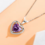 925 Silver Heart Pendant Necklace with Austrian Rhinestone Crystals
