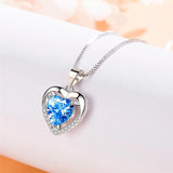 925 Silver Heart Pendant Necklace with Austrian Rhinestone Crystals