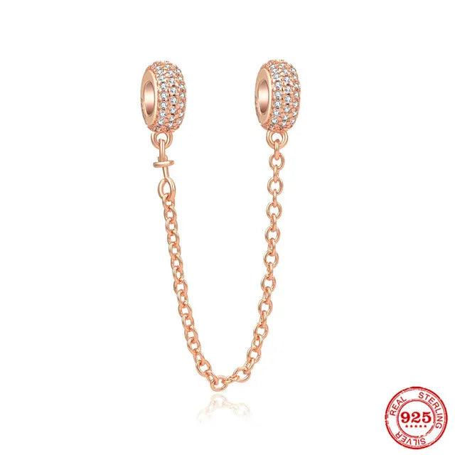 925 Sterling Silver Infinity Love Safety Chain Dangle Beads