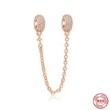 925 Sterling Silver Infinity Love Safety Chain Dangle Beads