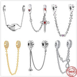 925 Sterling Silver Infinity Love Safety Chain Dangle Beads