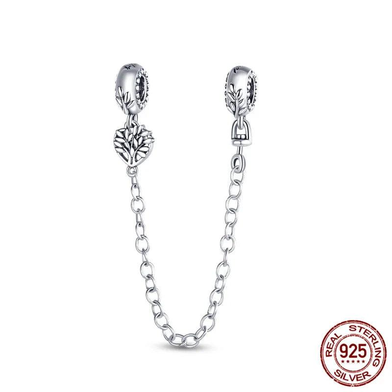 925 Sterling Silver Safety Chain Stopper Clip Charm