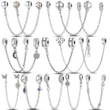 925 Sterling Silver Safety Chain Stopper Clip Charm