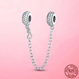 925 Sterling Silver Safety Chain Stopper Clip Charm