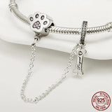 925 Sterling Silver Safety Chain Stopper Clip Charm