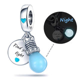 Silver 925 Light Bulb Charms for Bracelet Bead Jewelry Making