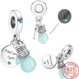 Silver 925 Light Bulb Charms for Bracelet Bead Jewelry Making