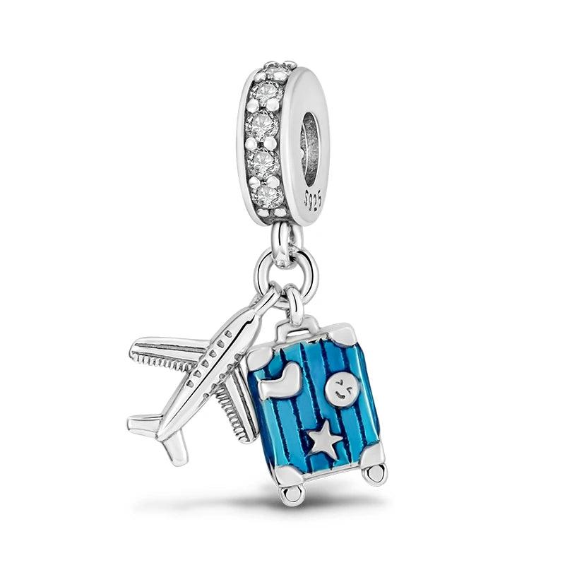 925 Sterling Silver Round Dangle Keychain Charm Holder