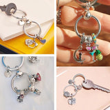 925 Sterling Silver Round Dangle Keychain Charm Holder