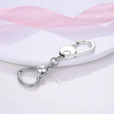 925 Sterling Silver Round Dangle Keychain Charm Holder