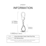 925 Sterling Silver Round Dangle Keychain Charm Holder