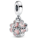 Two Circles Clover Friendship Cup Of Tea Hat Pendant Charm