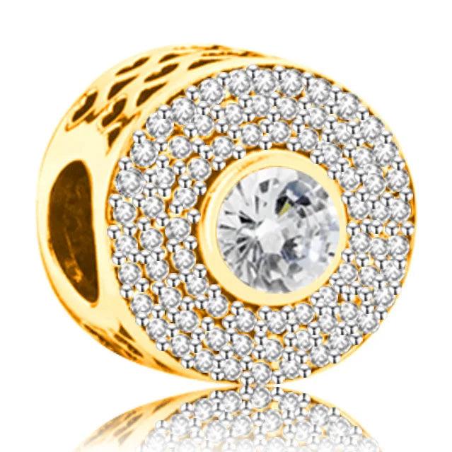925 Silver Bead Zirconia Sparkling Charm for Bracelet DIY