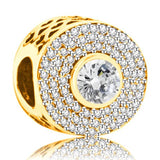 925 Silver Bead Zirconia Sparkling Charm for Bracelet DIY