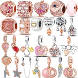 Rose Charm Beads for Bracelet, 925 Silver, Starfish Infinity Love Shape Gift
