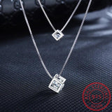 925 Silver Double Layer Crystal Necklace For Women Choker