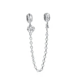 925 Silver Clear Sparkle Safety Chain Charm Bead for DIY Jewelry