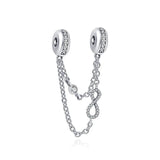 Silver Cat Dog Star Safety Chain Pendant Charm 925 Silver Bead Bangle