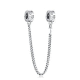 Silver Cat Dog Star Safety Chain Pendant Charm 925 Silver Bead Bangle