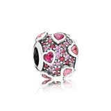 925 Silver Pink Zircon Charm Bead for Bracelet Pendant DIY Jewelry
