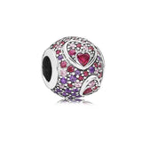 925 Silver Pink Zircon Charm Bead for Bracelet Pendant DIY Jewelry