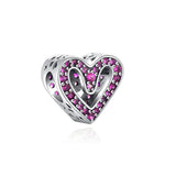 925 Silver Pink Zircon Charm Bead for Bracelet Pendant DIY Jewelry