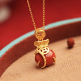 Vintage South Red Tourmaline Pendant French Craft Women's Necklace