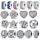 Pave CZ Zircon 925 Silver Charm Beads for Bracelet