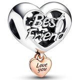 Friendship Sister Heart Pendant Bead for 925 Silver Charm Bracelet