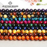 Natural Stone Yellow Red Tiger Eye Bead Round Loose Spacer Beads