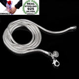 Unisex Silver Snake Chain Necklace 925 Sterling 2.4MM Wedding Gift