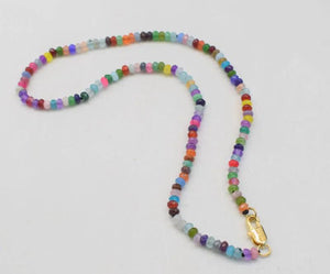 Jade Multicolor Roundel Faceted Necklace 4*2mm Choker Beads Nature Rainbow