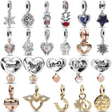 Daughter Heart Angel Wings Snowglobe Bell Pendant Charm 925 Sterling Silver Bead