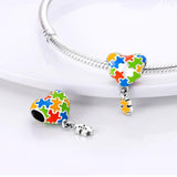 925 Silver LOVE Heart CZ Dangle Charm Beads for Bracelet