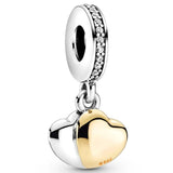 925 Silver Charm Nurse Teacher Handbag Rainbow Heart Bead for Bracelet DIY
