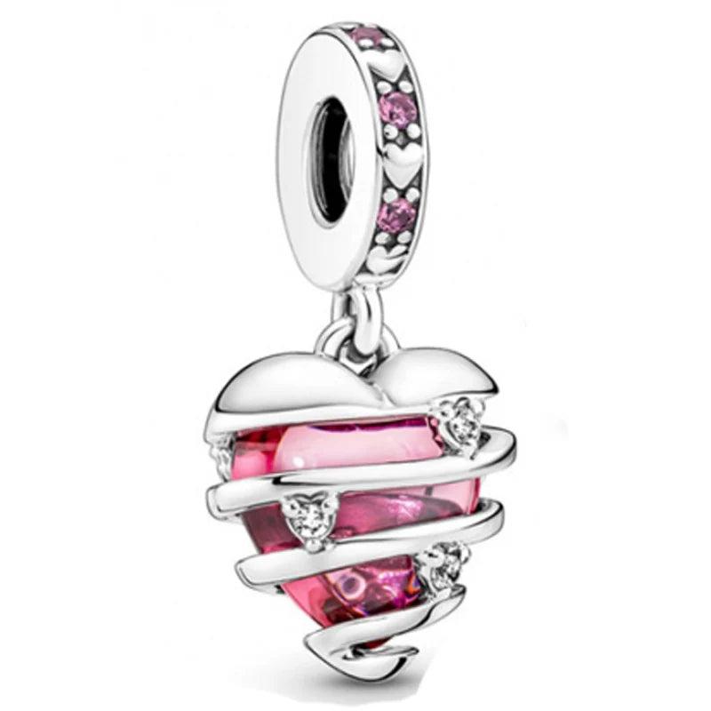 925 Silver Love Heart Spiral Lightbulb Pendant Charm Bead