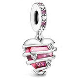925 Silver Love Heart Spiral Lightbulb Pendant Charm Bead