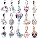 925 Silver Love Heart Spiral Lightbulb Pendant Charm Bead