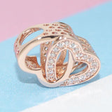 925 Silver Flower Heart Charm for Bracelet Necklace