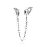 925 Silver Clear Butterfly Safety Chain Charm Bead for Bracelet Pendant