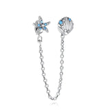 925 Silver Clear Butterfly Safety Chain Charm Bead for Bracelet Pendant