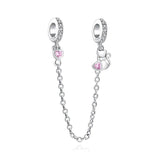 925 Silver Clear Butterfly Safety Chain Charm Bead for Bracelet Pendant