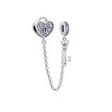 925 Silver Clear Butterfly Safety Chain Charm Bead for Bracelet Pendant