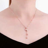 Purple Tassel Chinese Necklace with 14K Rose Geometric Pendant