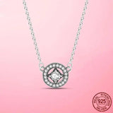 Circle Collier Chain Link Necklace CZ 925 Silver Jewelry