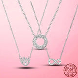 Circle Collier Chain Link Necklace CZ 925 Silver Jewelry