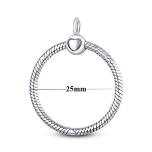 925 Sterling Silver Heart O Pendant for Cable Chain Necklace
