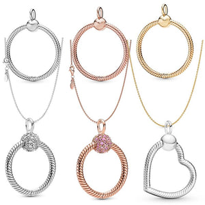 925 Sterling Silver Heart O Pendant for Cable Chain Necklace