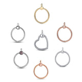 925 Sterling Silver Heart O Pendant for Cable Chain Necklace