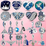 925 Silver Plane Travel Dangle Charm Astronaut Galaxy Beads Pendant